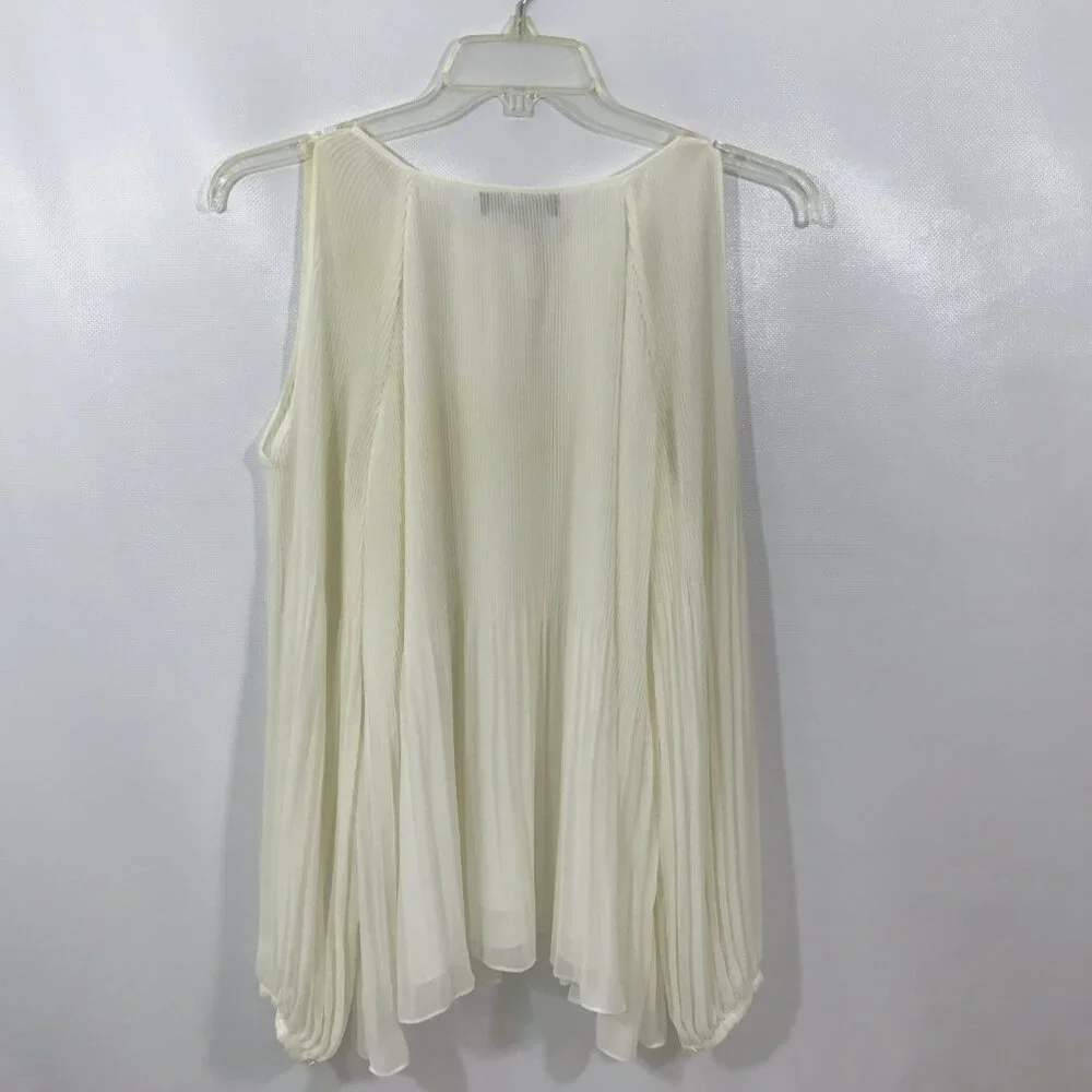 Sanctuary Accordion Pleat Cold Shoulder Tunic Blouse Ivory L - Picture 8 of 10